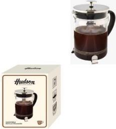 CAFETERA DE VIDRIO Y AC. INOX C/EMBOLO TIPO FRANCESA 600 ML BLANCA
