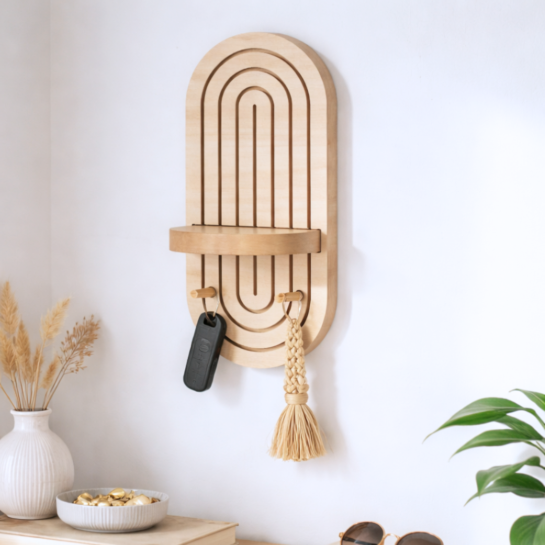 PORTA LLAVE OVAL VARILLADO ECO 27 CM X 12 CM MADERA MELAMINA 18MM BRU6