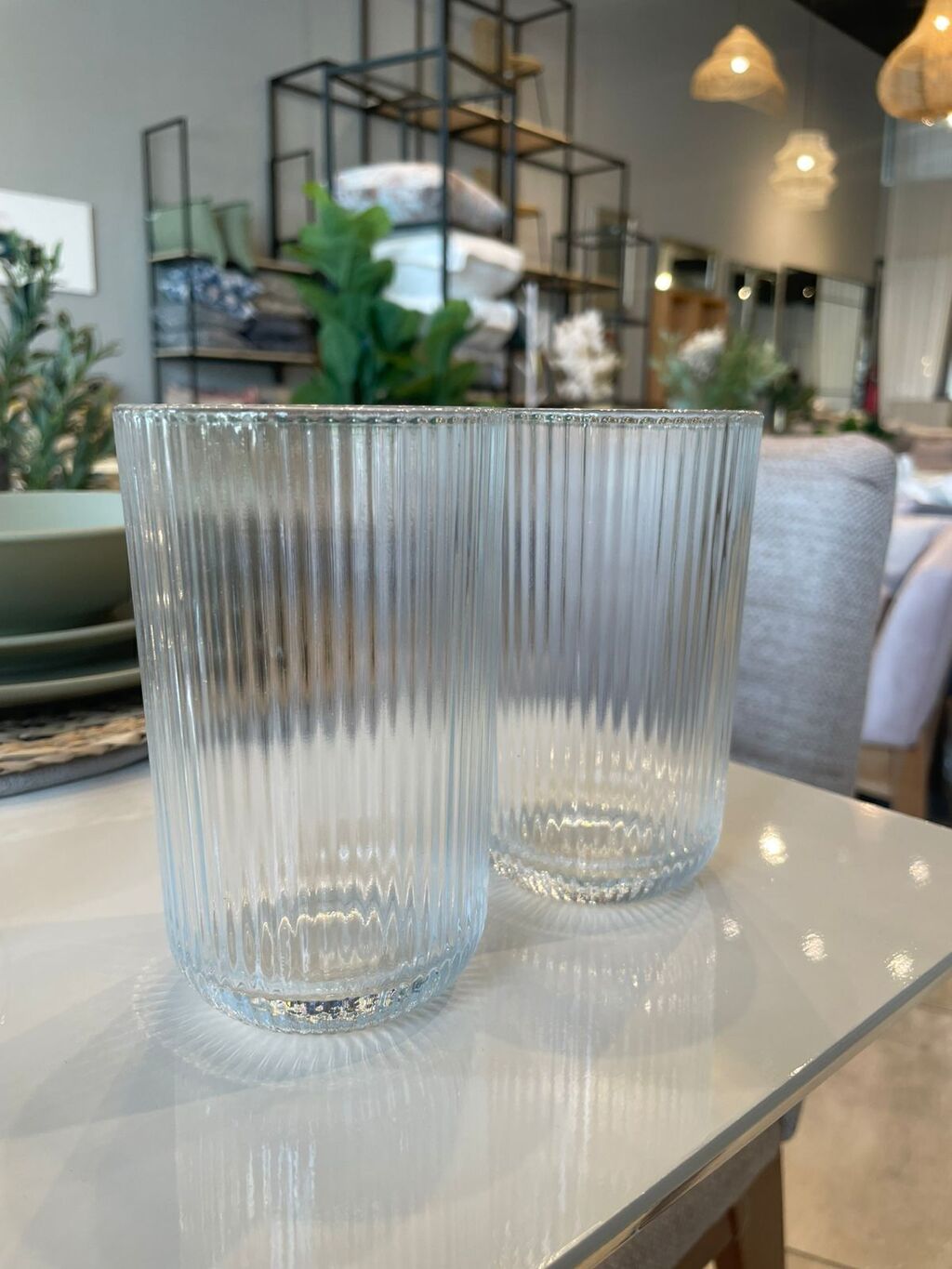 VASO RAYADO TRANSPARENTE X6 390ML
