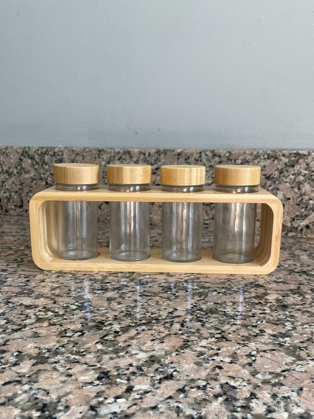 SET ESPECIERO VIDRIO X4 BASE BAMBU 303945