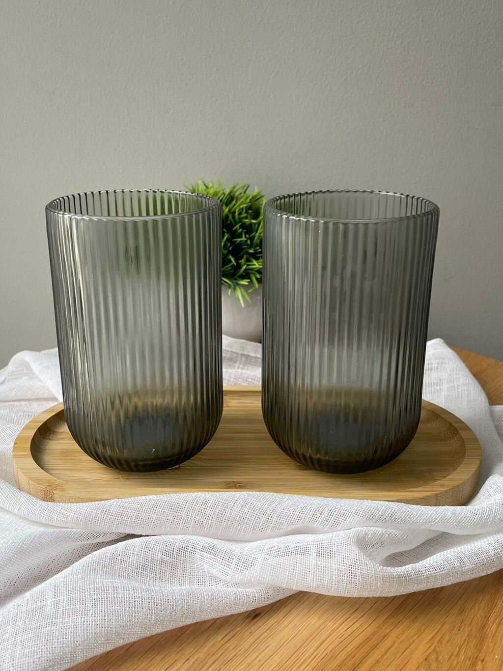 VASOS DE VIDRIO RAYAS 8*12.5 CM X6 UNIDADES 589072