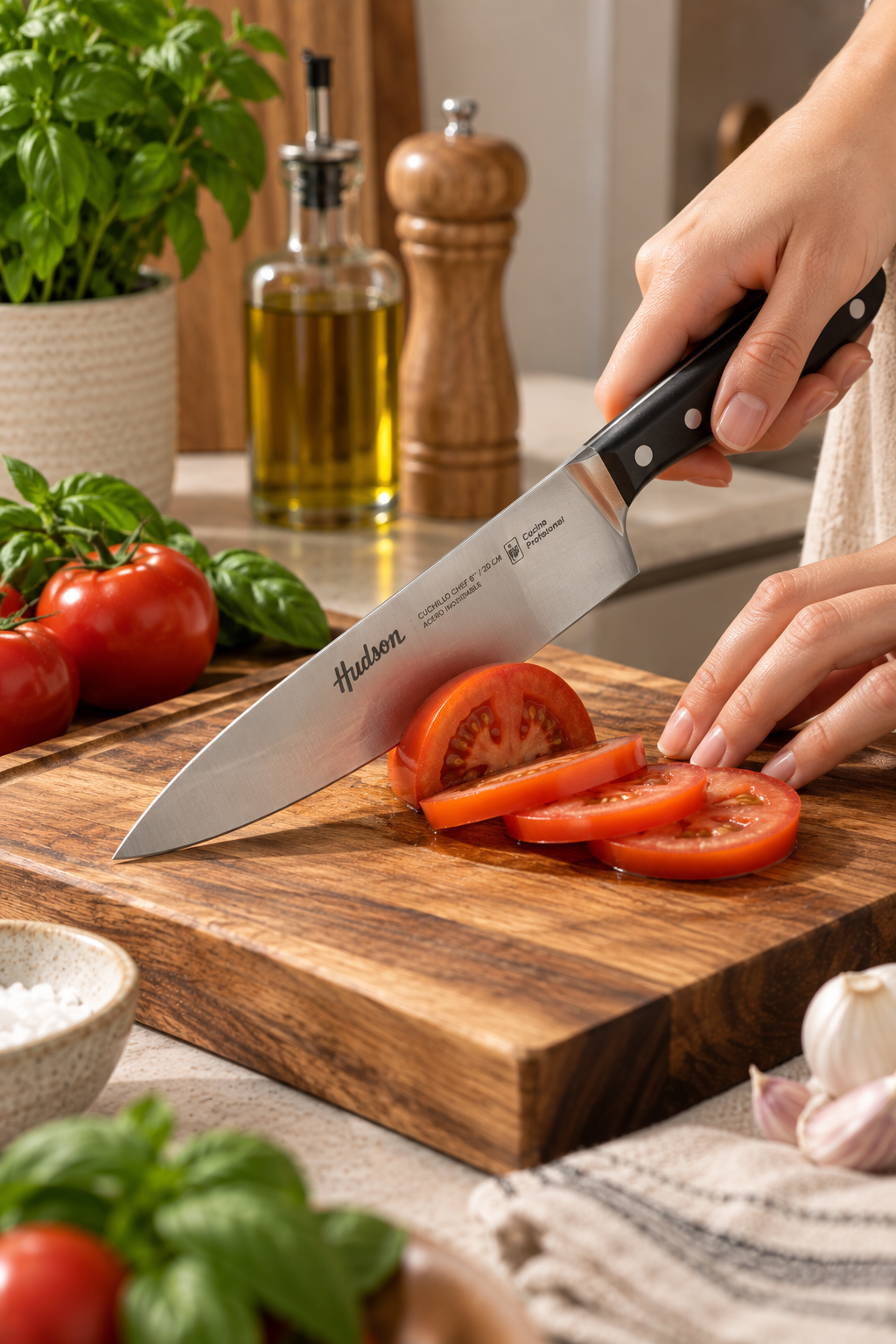 Cuchillo Carne 8" Acero Inoxidable una pieza y Antiadherente - Design