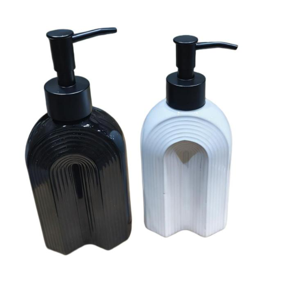 DISPENSER DE CERAMICA "DUO" NEGRO O BLANCO 400ML TAPA NEGRA