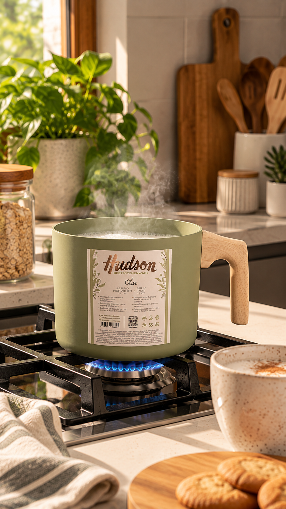 Jarro Hervidor 14cm Aluminio, Antiadherente - Olive