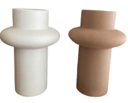 JARRON "ORBITA" DE CERAMICA HUESO TAMAÑO: 14.5*14.5*21CM
