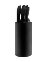 SET DE 4 CUCHILLOS LÍNEA BASIC INOX C/ANTIADHERENTE NEGRO Y HOLDER