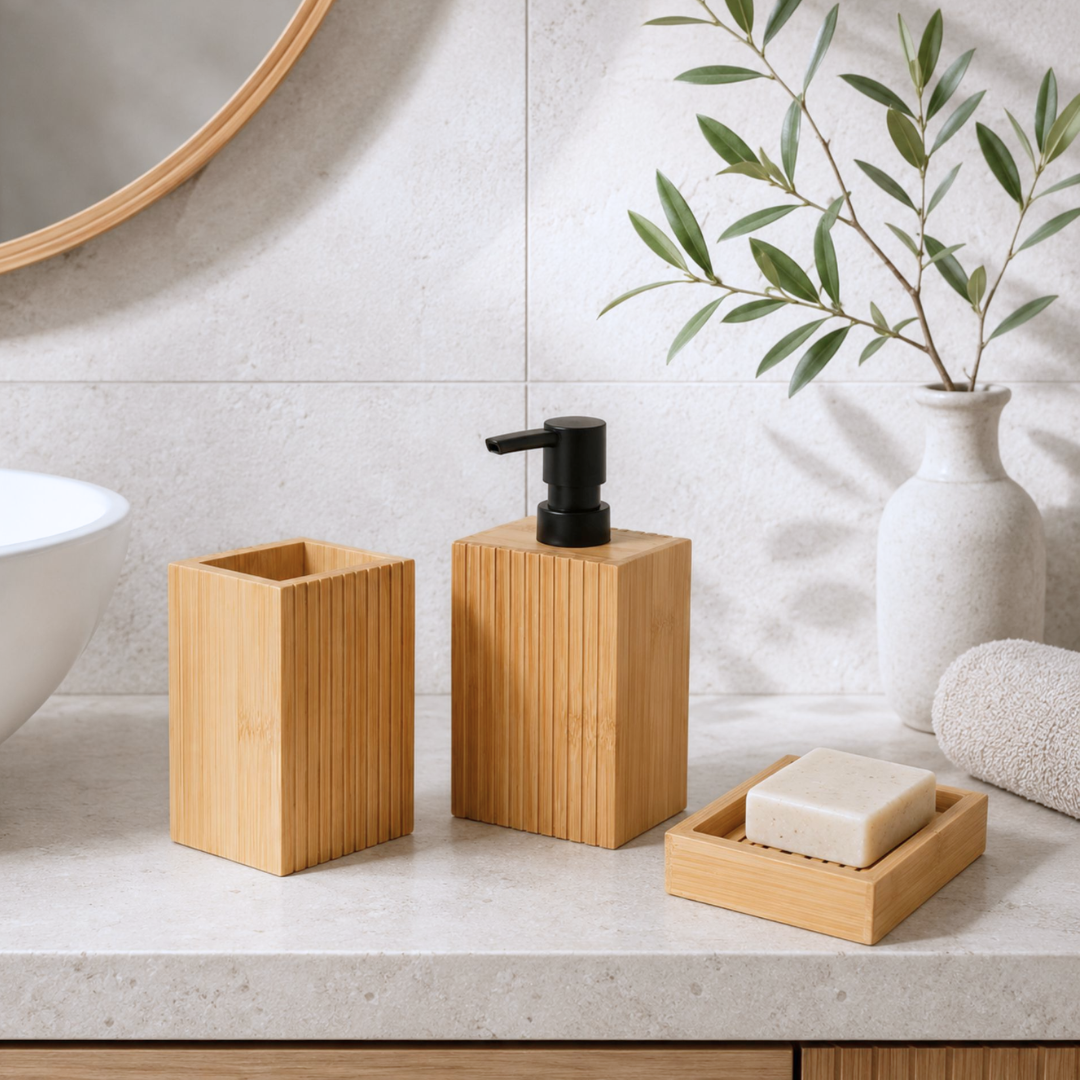 SET DE BAÑO 3 PIEZAS BAMBU VGO- BA1040