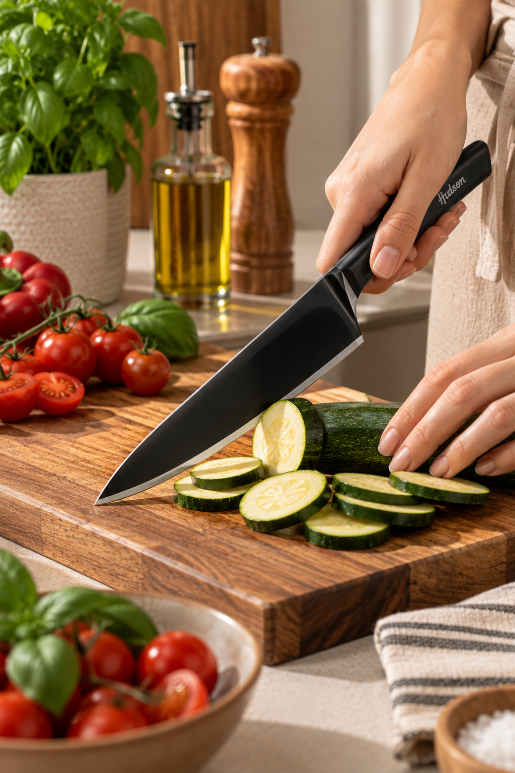 Cuchillo Chef 7" Acero Inoxidable una pieza y Antiadherente - Design
