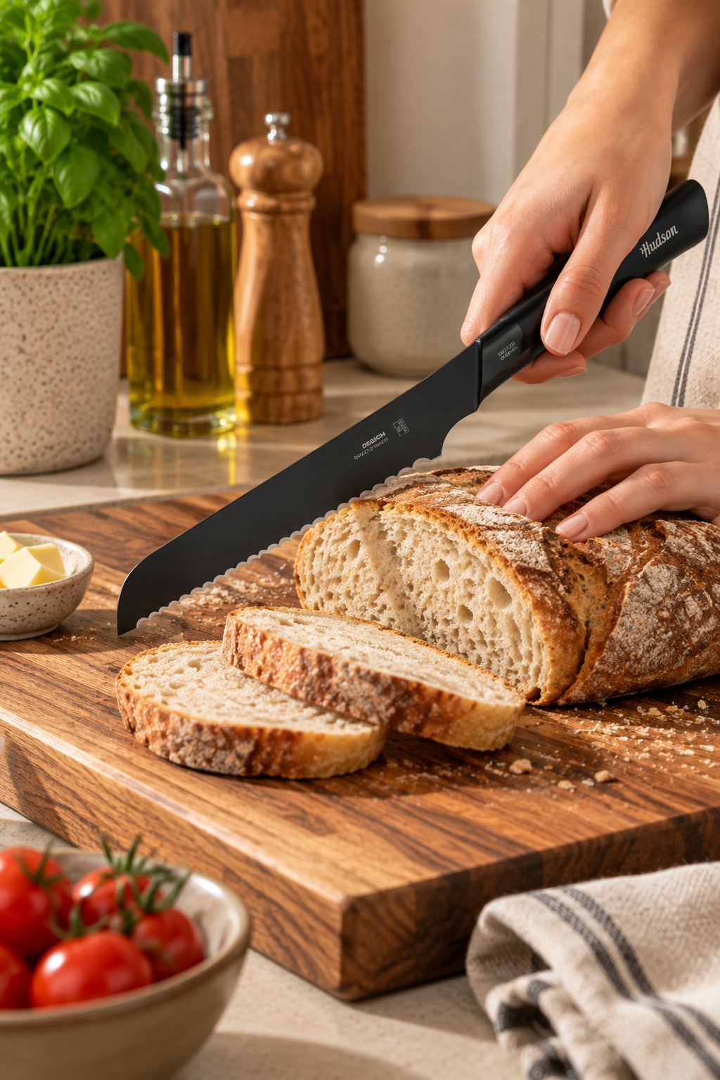 Cuchillo Pan 8" Acero Inoxidable una pieza y Antiadherente - Design