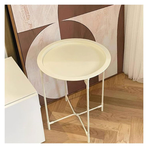 MESA AUXILIAR DESMONTABLE DE HIERRO AMARILLO PASTEL TAMAÑO: 50*47CM
