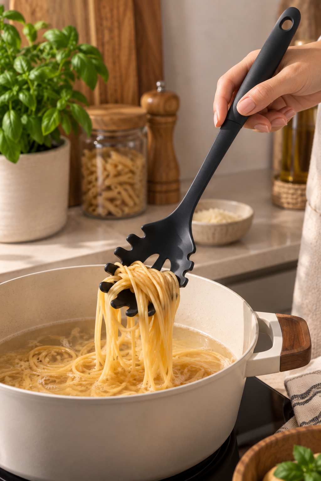 CUCHARA PARA PASTAS DE NYLON COLOR GRIS