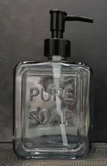 DISPENSER "PURE SOAP" DE VIDRIO FUME 500ML TAMAÑO: 10*6*19.5CM