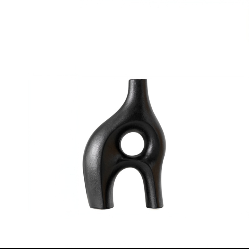 JARRON CERAMICA "A" NEGRO TAMAÑO: 12*6*19CM
