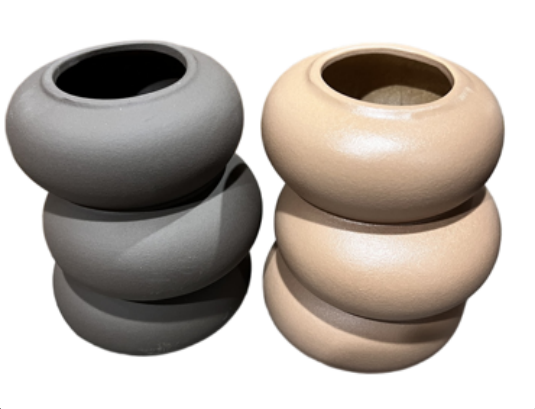 JARRON "DALI" DE CERAMICA GRIS OSCURO TAMAÑO: 15*14*17.5CM