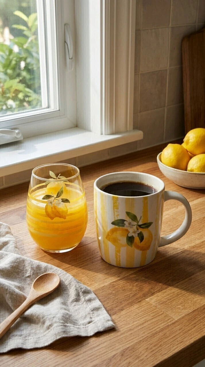 TAZA CERAMICA VASO VIDRIO LIMON 304879
