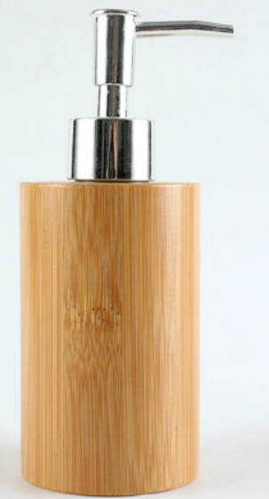 DISPENSER DE BAMBU REDONDO TAPA PLATEADA 400 ML