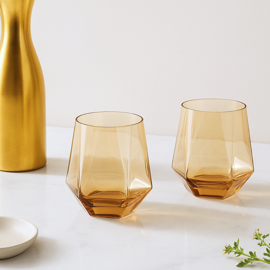 Vaso Hexagonal Dorado X6 Unidades (Dorado)