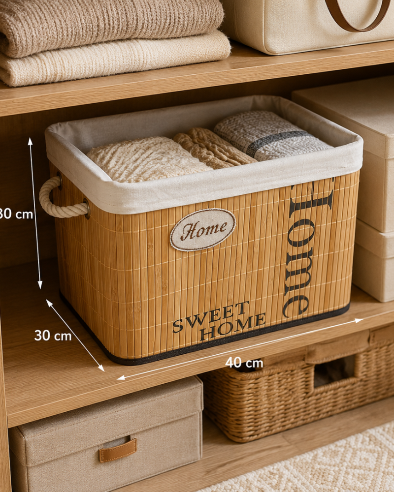 ORGANIZADOR DE BAMBU & LIENZO HOME 40 × 30 × 30 CM 304580
